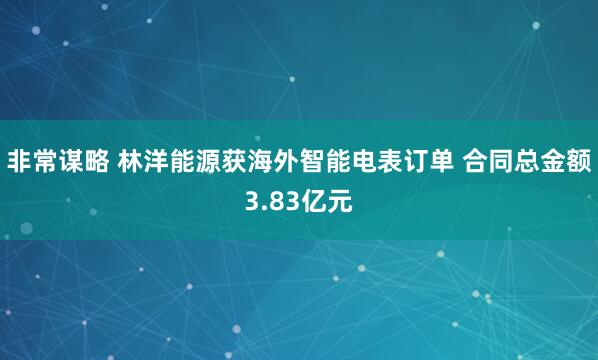非常谋略 林洋能源获海外智能电表订单 合同总金额3.83亿元