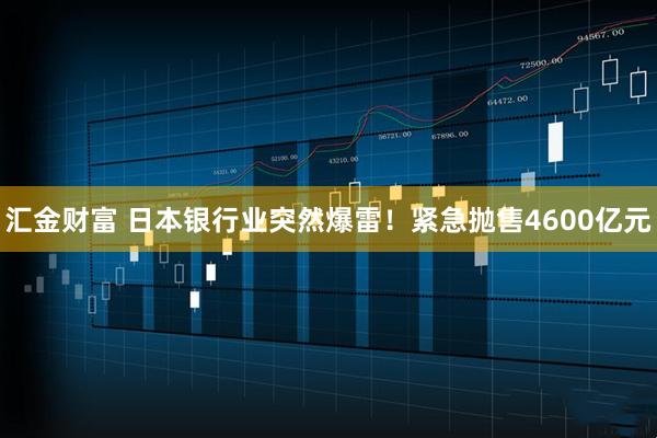 汇金财富 日本银行业突然爆雷！紧急抛售4600亿元