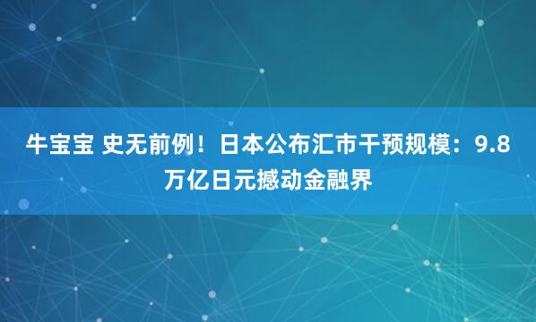 牛宝宝 史无前例！日本公布汇市干预规模：9.8万亿日元撼动金融界