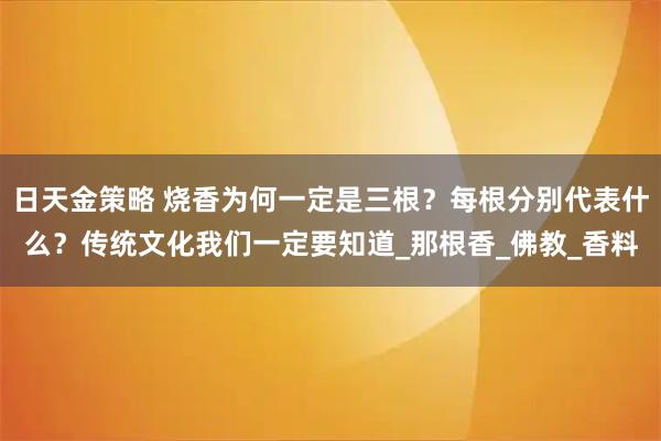 日天金策略 烧香为何一定是三根？每根分别代表什么？传统文化我们一定要知道_那根香_佛教_香料